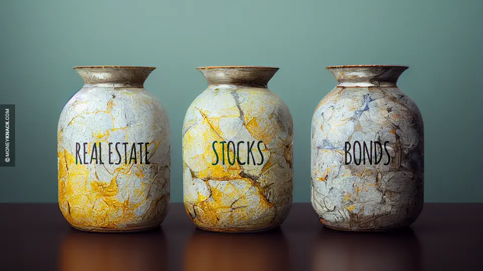 Three jars that represent a diversified porfolio.